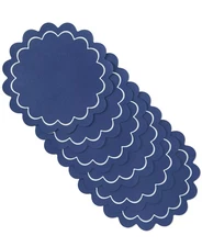 Kate Spade New York Scallop Edge 15" Round Reversible Placemats, Set of 6 - Navy