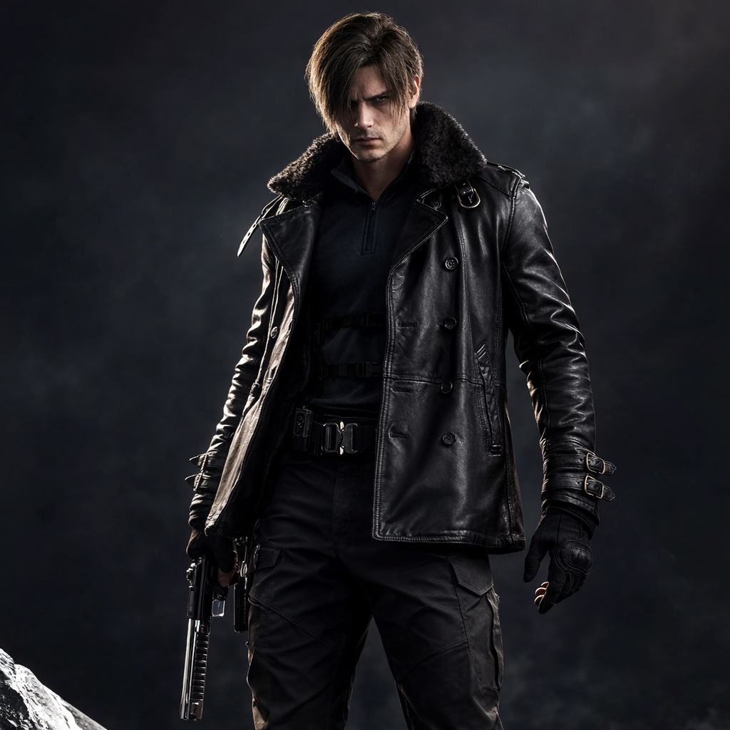 Resident Evil 9 Leon S Kennedy Leather Jacket RE9 Black Real