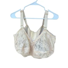 Beauty Jeunique Lace Bra Beige Floral Wireless Full Coverage Support Size 42EE