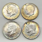 1965-1967 RAINBOW TONING Kennedy Half Dollar 50c 40% Silver Coin (Lot of 4)