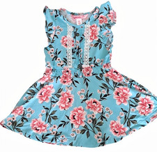Girl's 1st Kiss Blue Floral And Lace Dress Size Small 4/5 NWOT