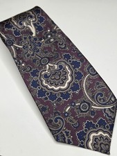Vintage Oscar De La Renta Paisley Silk Necktie Purple Blue Made in USA 57 x 3.5