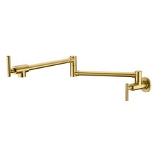 Sumerain Gold Pot Filler Faucet Wall Mount Brass Kitchen Folding Faucet Double