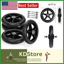 4 Pcs 6 Inch Walker Wheels Replacement, Solid Wheelchair Front Large, Black