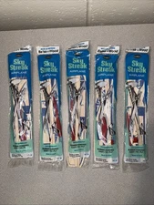 (5) SKY STREAK Balsa Wood Air plane Rubberband Powered Glider GUILLOWS kits New!