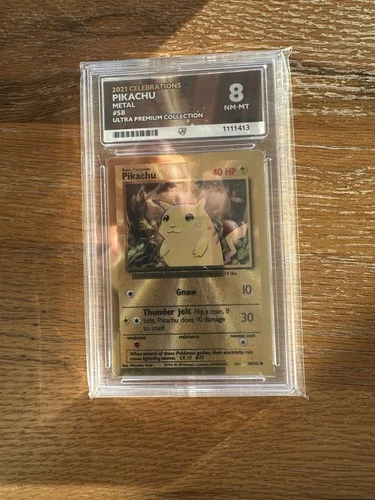 Pokemon Pikachu TCG Gold Metal Celebrations 25th Anniversary Card 58/102 ACE 8