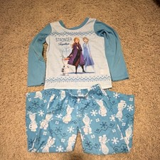 Disney Frozen II Girls Fleece Pajama Set 6 Blue Elsa Anna Olaf Flame Resistant