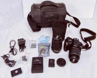 Nikon D3100 DSLR Camera w/ AF-S DX 18-55mm & 55-200 lens w/ battery and charger