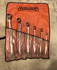 Vintage Williams Super Wrench Offset Double Box End Wrench Set 6 Pcs W Pouch Usa
