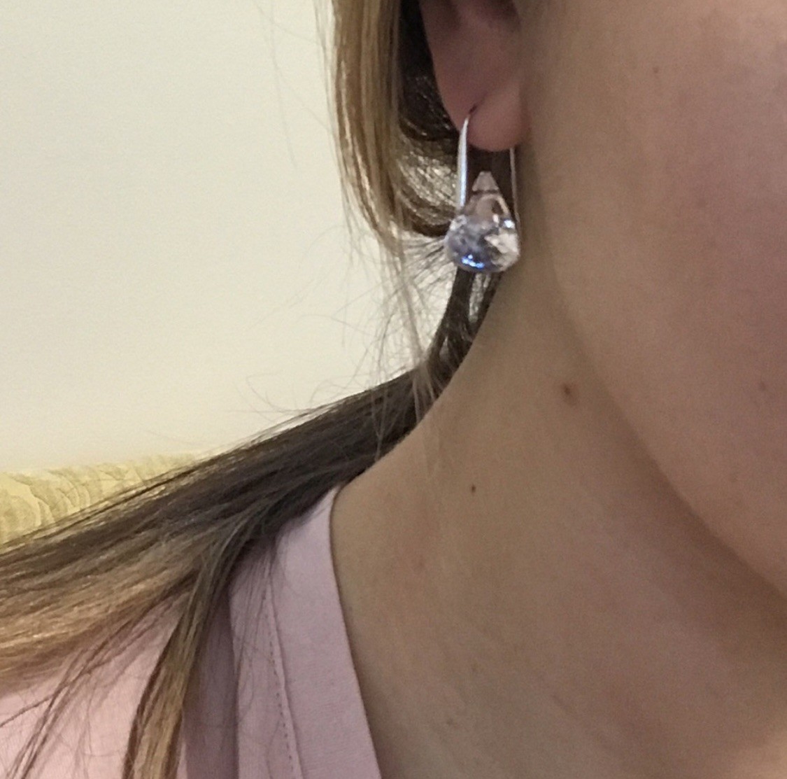 Swarovski LUNAR Drop Pierced Earrings Gray Rhodium plated