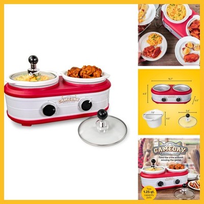 Slow Cooker GDDSC125RDS 2.6 2.5-Quart 2-Section White Ceramic Stainless Steel