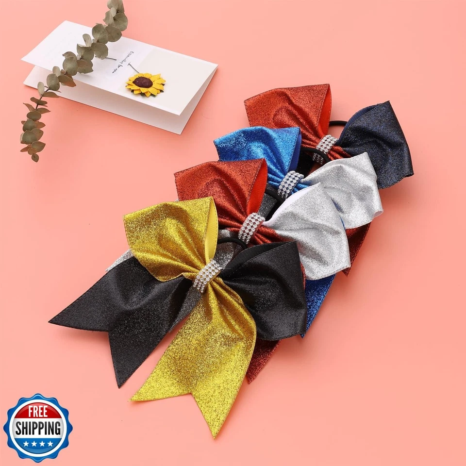 Arco grande de alegría azul plateado brillante, Hipcheer 8 pulgadas grande Jumbo Cheer Hair B Foto 3 de 4