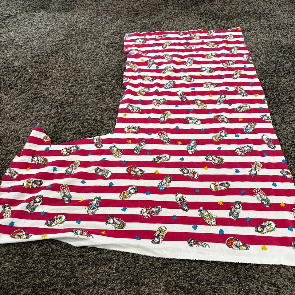 "Zapatos de tenis vintage años 90 Bears rosa a rayas tela elástica tejida 42""x36"" ver fotos" Foto 3 de 4