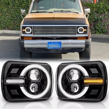 For Ford Ranger 1983-1988 Pair 7x6 5x7 Led Headlights Hilo Drl Turn Signals