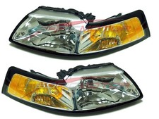 For 1999-2000 Ford Mustang Head Lights Lamps Driver Passenger Side Lhrh