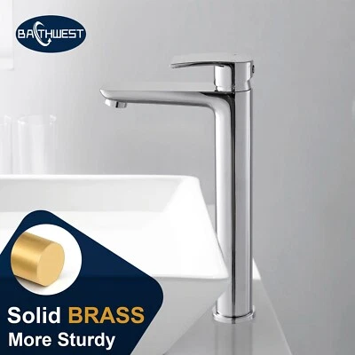 Tall Bathroom Basin Mixer Taps, High Rise Faucet for Countertop Basin Monobloc