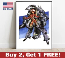 Intron Depot Poster 18" x 24" Print Masamune Shirow Art Wall Decor Red Mech Girl
