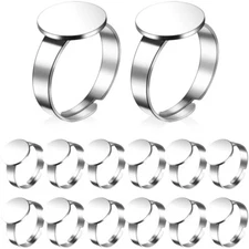 20 Pcs Adjustable Finger Rings Settings Stainless Steel Finger Rings Bases