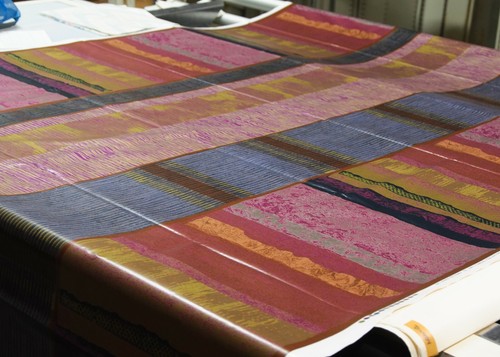 Di Lewis-Caribbean/Mauve | 1980's Unbalanced Stripe | Polished Cotton Fabric - Picture 4 of 12