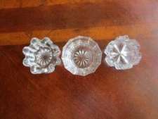 Three Vintage Clear  Glass Open Salt Cellars.