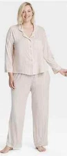 Stars Above Womens Pink/White Striped Set Top & Pants Pajama 1X