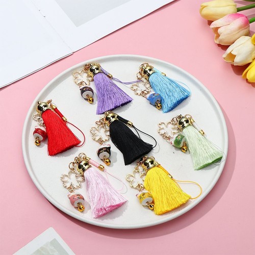 Keychain Wrist Rope Cell Phone Hang Rope Tassel Phone Lanyard Bells Lucky Cat - Photo 4 sur 19