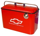 CHEVY VINTAGE BEVERAGE COOLER NEW 5 GALLON RED W/ BUILT IN BOTTLE OPENER