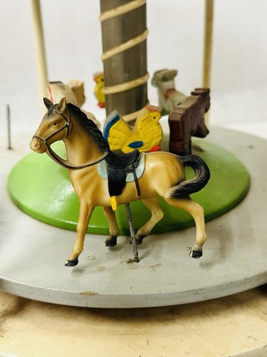 old large WOODEN spinning CAROUSEL Merry Go Round w Musicbox Erzgebirge? Restore - Picture 6 of 8