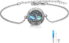 Tree of Life Urn Bracelet for Ashes 925 Sterling Silver Cremation Keepsake Gifts