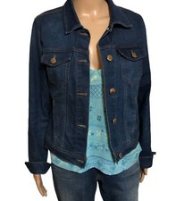 Womens Ci Sono Dark Wash Denim Trucker Jacket Sz M Pockets