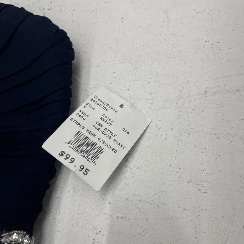 Davids Bridal City Triangles 海军蓝宝石腰连衣裙女式 5 码全新* — 第 3/4 张图片