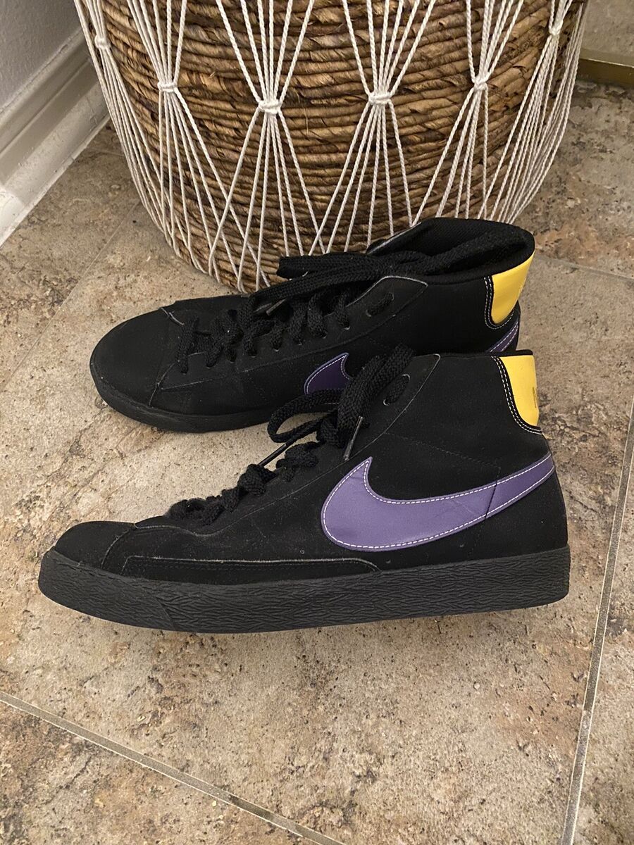 Nike Blazer Black Purpler Yellow Lakers High Top Sneakers Nike Blazer Black Purpler Yellow Lakers High Top Sneakers