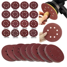 5Inch 8Hole Hook and Loop Sanding Discs 40/80/120/240/320/600/800 Grit Sandpaper