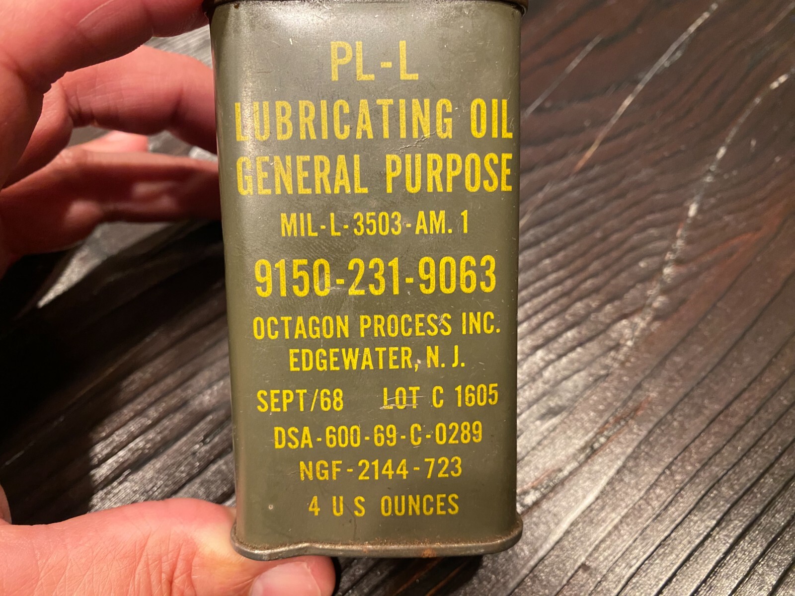 PLL Lubricating Oil General Purpose Can Manufactured in 1968 / MilL