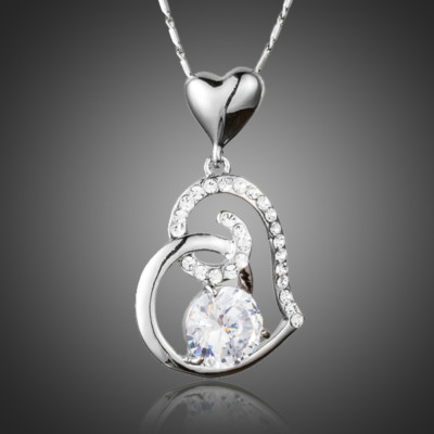  Platin Neu Swarovski Elemente Kristall Strass Silber Herz Halskette Anhänger