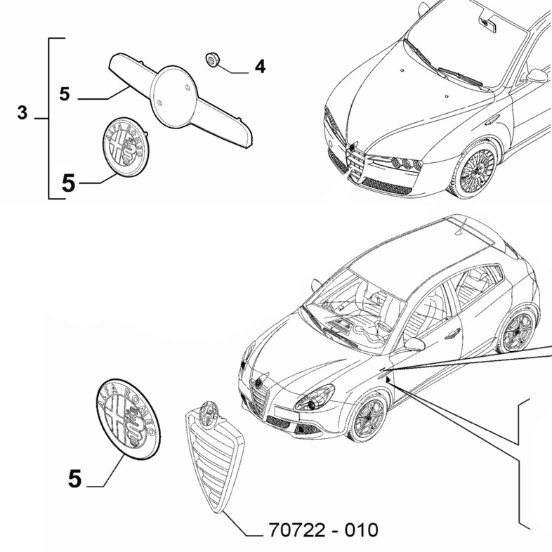 Stemma Anteriore Originale ALFA ROMEO 74mm - Fregio Per Giulietta, 159 E Brera - Foto 3