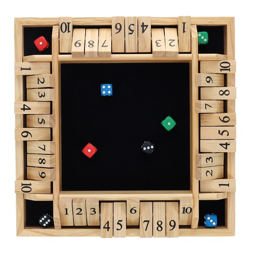 Pacific Shore Games 4 Player Shut The Box Dice Game, Natural Solid Wood, Large - Picture 6 of 7