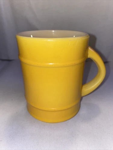Vintage Fire King Anchor Hocking Yellow Barrel Coffee Cup Tea Mug Oven Proof USA
