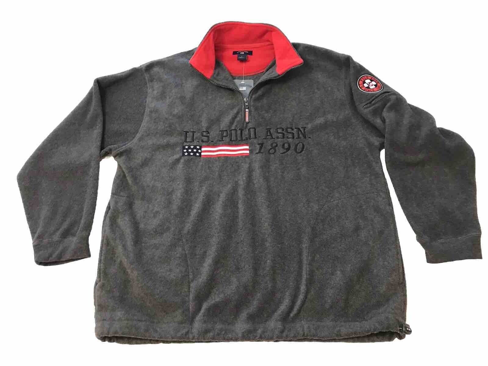 US Polo Assn 1/4 Zip Fleece Shirt Men Large NEW Embroidered Spell Out Hip Hop