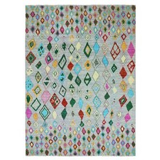 10'2" x 14' Gray Colorful Moroccan Inspired Design Hand Knotted Wool Rug R79944
