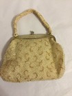 Vintage 40's Corde Bead by Lumured Ivory And Gold Beaded Evening Purse