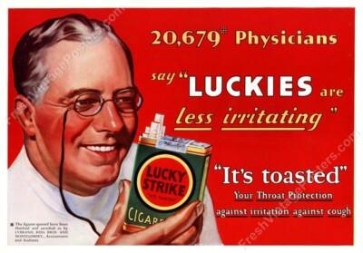 1920s Lucky Strike cigaretes doctor recommended vintage ad NEW