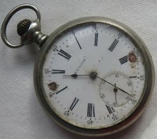 Zenith pocket watch open face nickel chromiun case load manual balance broken