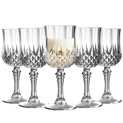 8 oz. Crystal Cut Plastic Wine Glasses Fancy Wedding Party Wine Glasses 48pcs