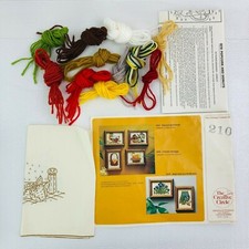 The Creative Circle Embroider Kit "Popcorn" "Donuts" Vintage 1970's