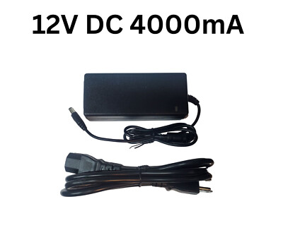 12V DC 4000mA 4A Power Supply Adapter Wall Charger for 12V Electronic Devices