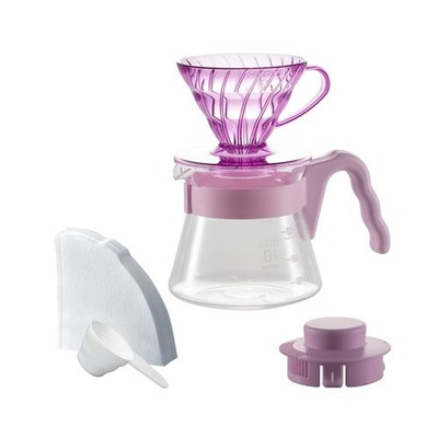 HARIO V60 Coffee Dripper Set 1-2 Cups Rose Mellow VCSD-01-20CP-RM Glass Server