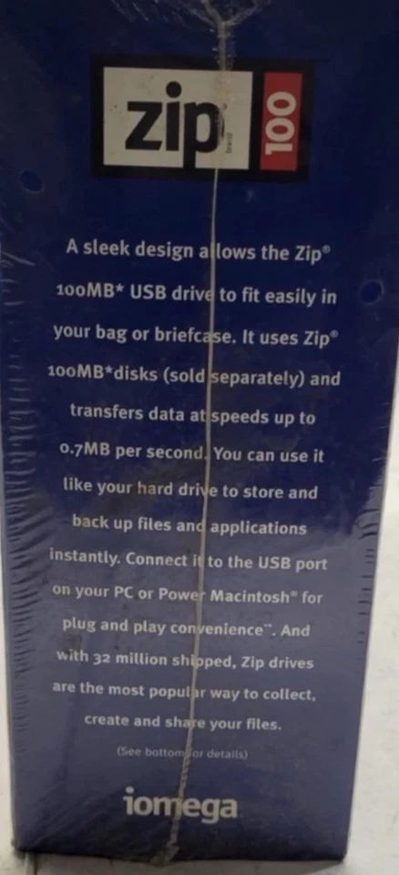 Iomega Zip 100 Portable USB Drive PC or Mac Compatible New in Box Factory Sealed - Image 3 of 4
