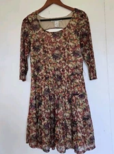 American Rag Dress Womens XL Floral Babydoll Cottagecore Prairie Milkmaid Fall