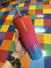 24oz. Venti Starbucks Pink/Blue/Orange Ombre Tumbler Authentic NEW WITH TAGS